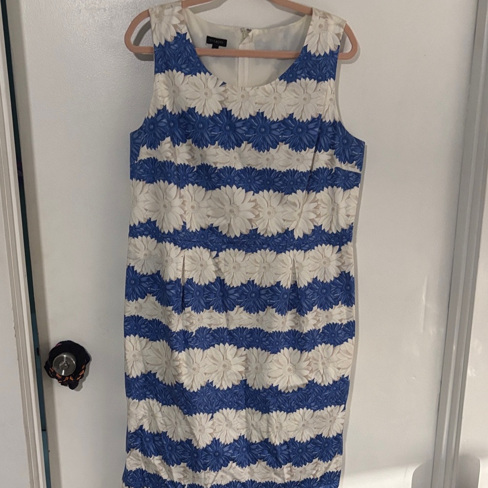 Talbots Blue and White Floral Midi Dress